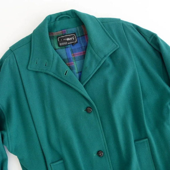 Vintage  J. Gallery Green 70% Wool Coat Size 5/6 - Picture 12 of 16